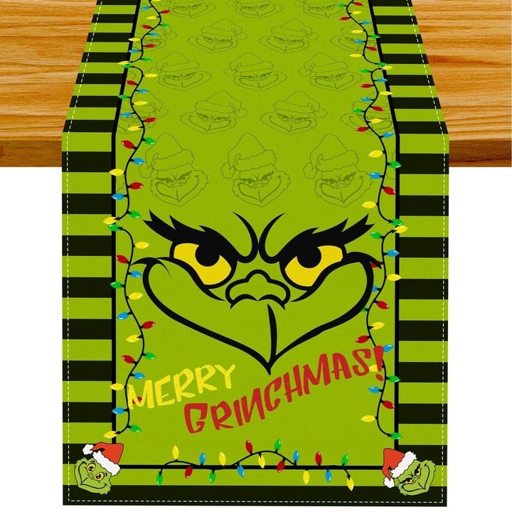 Grinchmas asztali futó Grinch mintával, zöld, 33 x 183 cm