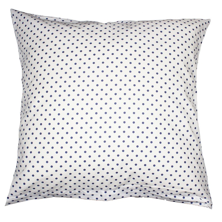 Fata de perna, alb cu buline bluemarin, 40x40 cm