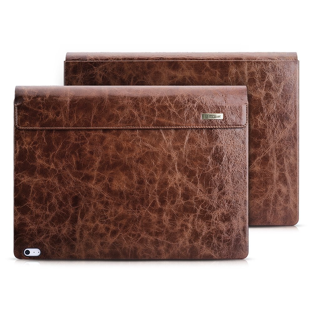 Husa Microsoft Surface Book / Book 2 / Book 3 13.5 inch, iCarer Oil Wax Vintage, piele naturala, culoare Maro coffee
