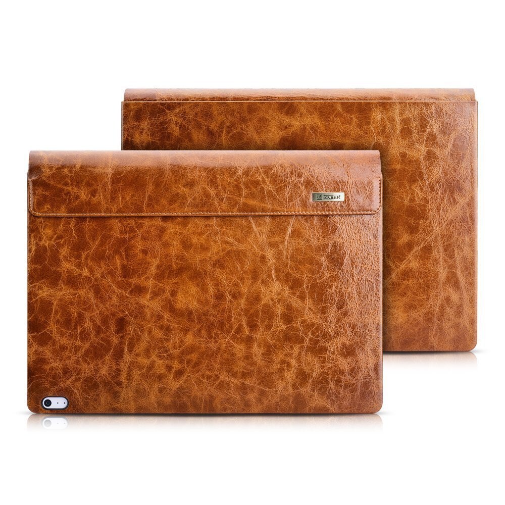 Husa Microsoft Surface Book / Book 2 / Book 3 13.5 inch, iCarer Oil Wax Vintage, piele naturala, culoare Maro