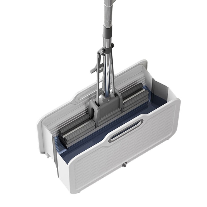 Galeata mop pliabila mare multifunctionala alba 44,5x21x27,5cm cu roti