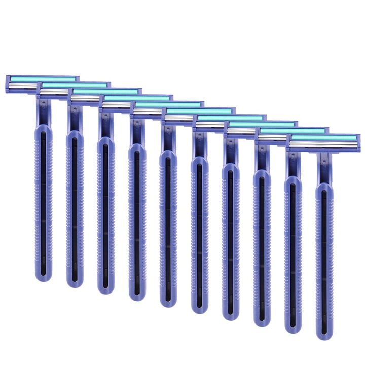 Set 10 aparate de ras clasice, lame inox, antiderapant, 11.3x4cm, multicolor