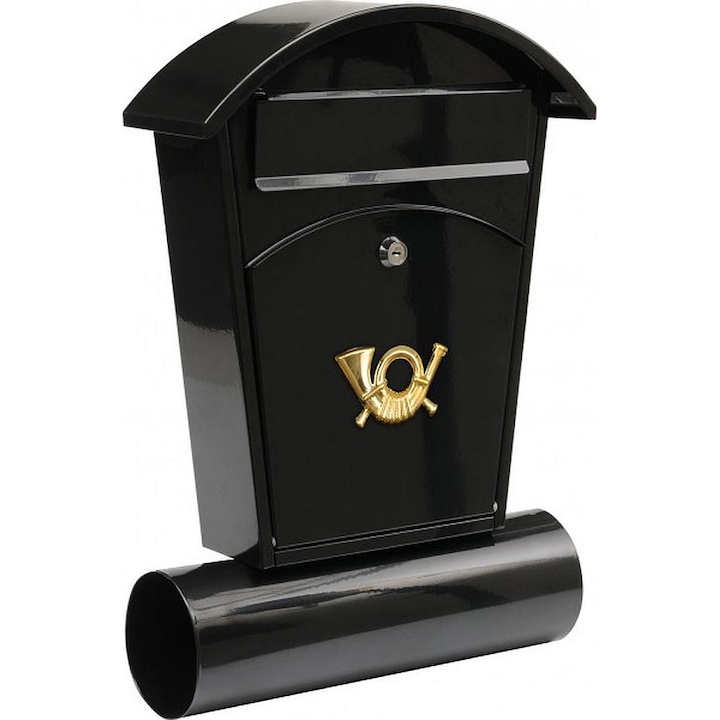 Пощенска кутия Vorel, Метална, С отделение за вестник, Черен, 480x280x80 мм