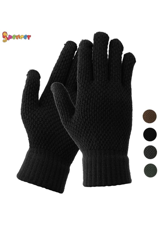 Manusi de iarna cu touchscreen pentru barbati, manusi calde din lana fleece pentru mesaje, anti-alunecare
