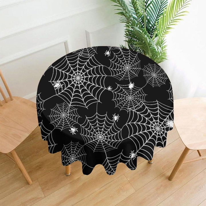 Vízálló kerek asztalterítő Halloween 152cm fekete