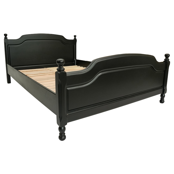 Pat lemn masiv, Negru 160x200, Ramely