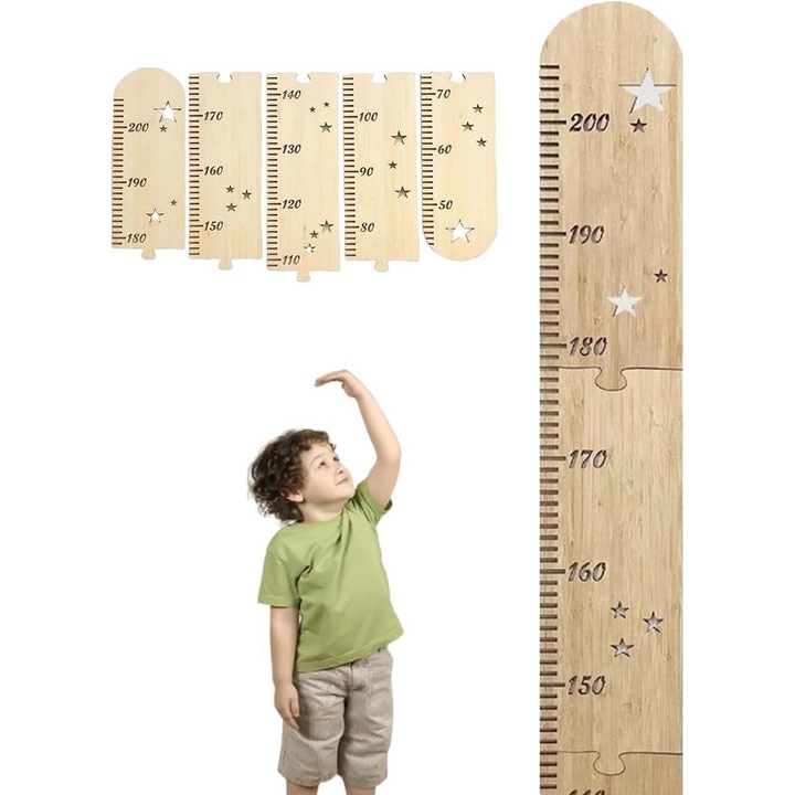 Gyermek magasságmérő szett, 5 méter, személyre szabható, 50-200 cm, faldekoráció, többszínű