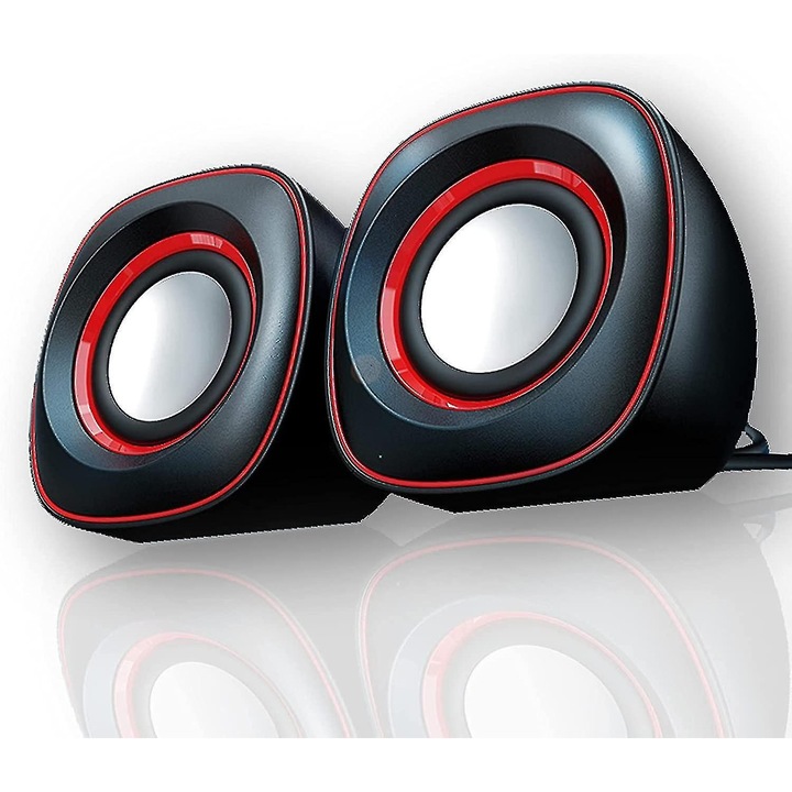 Boxe PC mini USB, sunet stereo 360 grade, bass puternic, negru