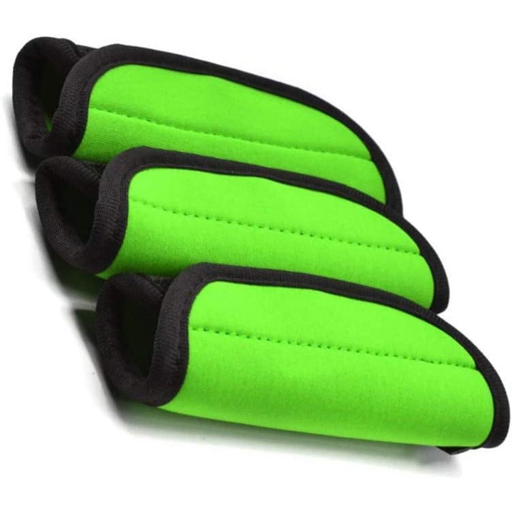 Set 3 manere pentru bagaje, neopren, verde, 14x14cm
