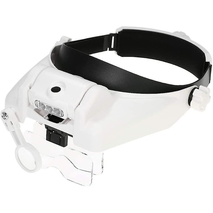 Lupa cu lumina LED, marire variabila, banda cap reglabila, negru