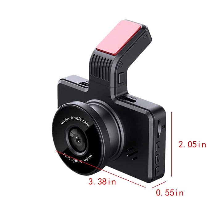 Camera auto DVR 1080P FHD, 3 inch, unghi 150°, negru