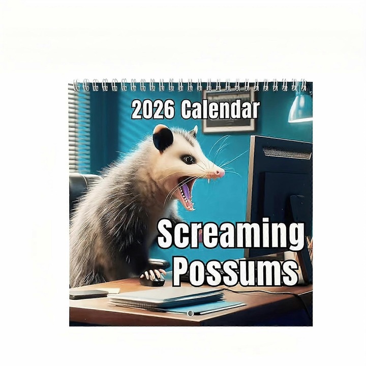 Calendar perete 2025, agenda, arta amuzanta cu oposum, 21x21cm
