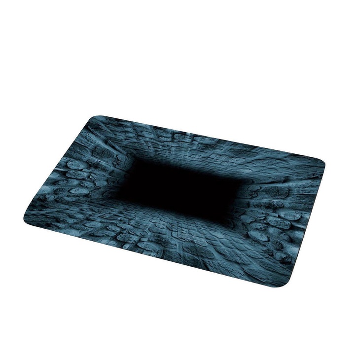Covoras baie 3D efect vizual, catifea cristal, geometric, 50x80cm