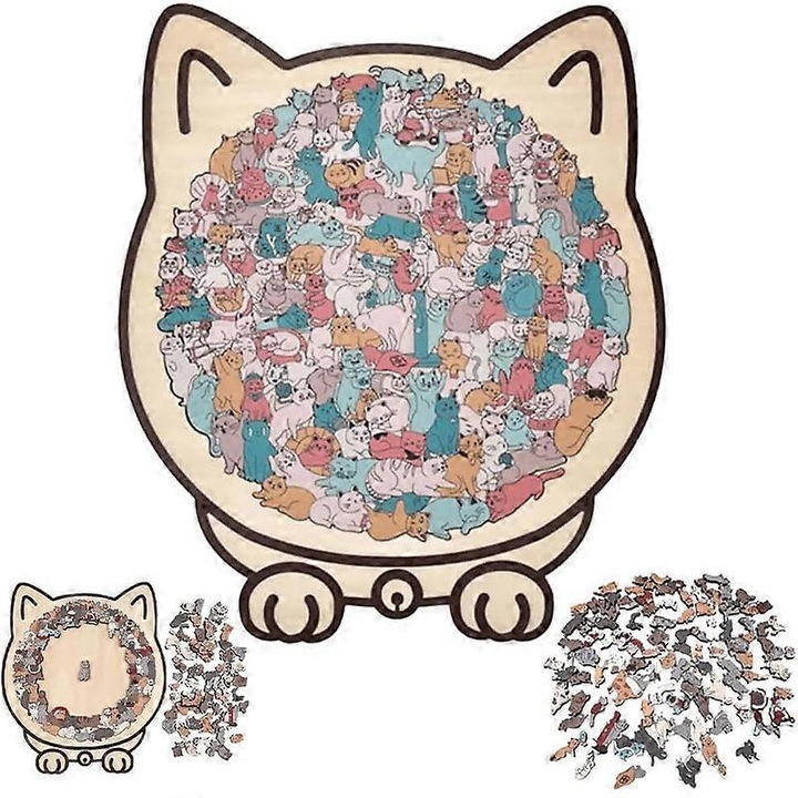 Puzzle decorativ pisica, 135 piese, plastic, multicolor