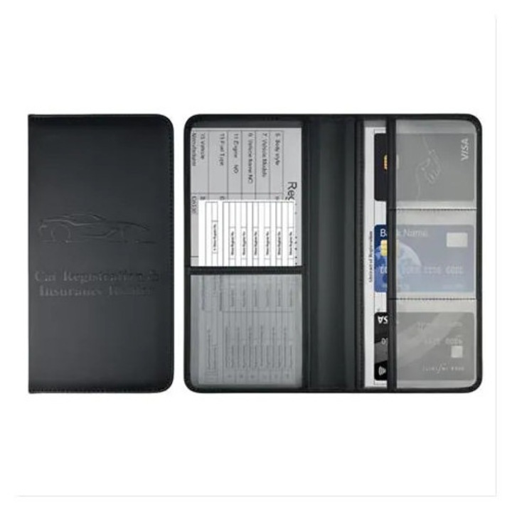 Porta documente auto piele PU negru 22x14cm