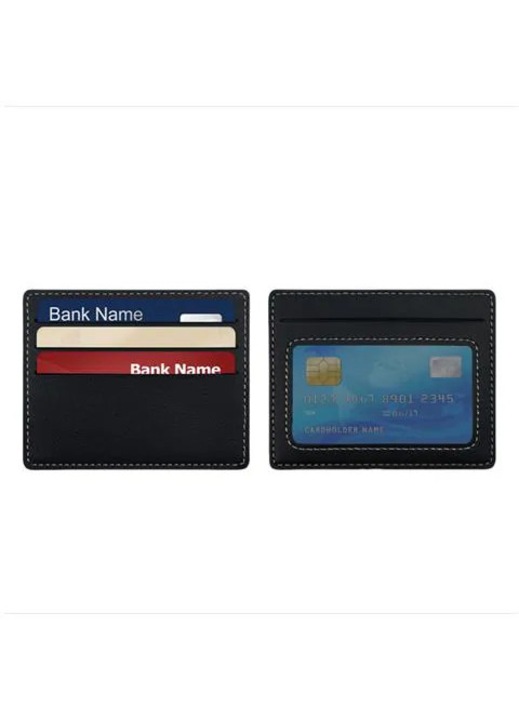 Portcard piele PU dublu fata negru 4 carduri subtire usor
