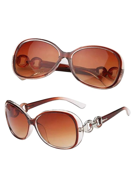 Ochelari de soare dama, vintage, plastic, maro, 141x54x59mm