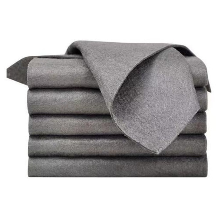 Lavete de curatare non-tesute cu microfibra K0285-EP0814-HJ32658, puternic absorbante si degresante, gri inchis, set 5 buc., 20 x 30 cm