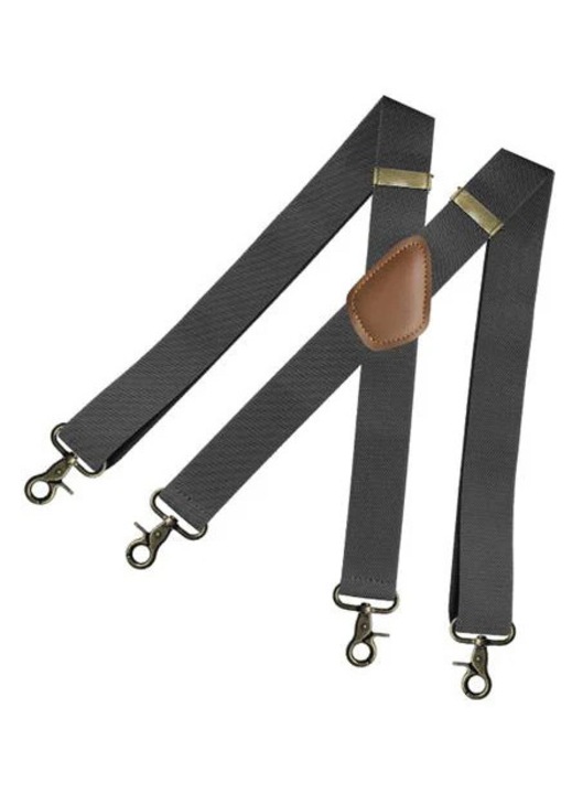 Bretele elastice reglabile X cu 4 clipsuri, gri inchis, 3.5cm