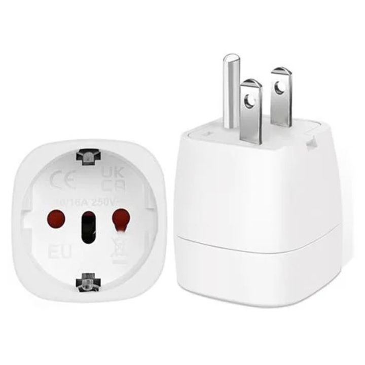 Adaptor de calatorie EU la USA K0285-EP0814-HJ33694, alb, ABS/PC, 16A 250V