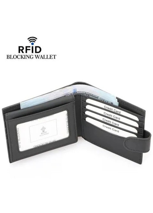 Portofel barbati piele naturala elegant blocare RFID negru