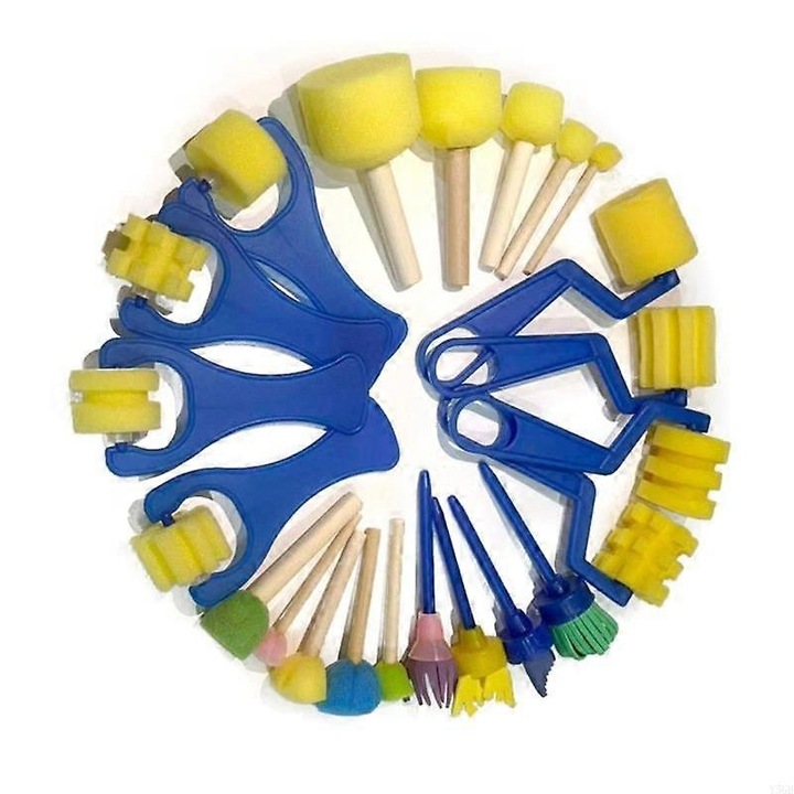 Set bureti pictura spuma cu maner plastic lemn multicolor 160g