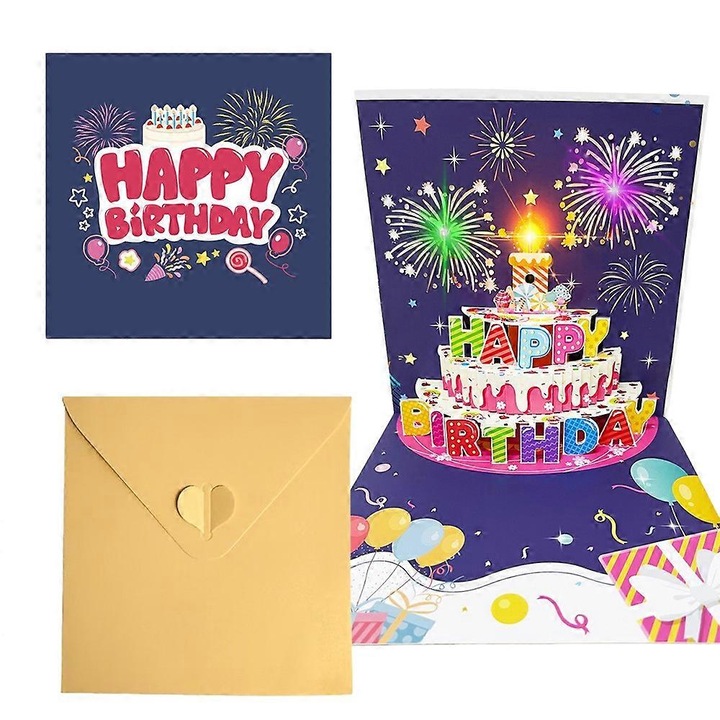 Felicitare carton OEM tort aniversar lumini muzica cantec