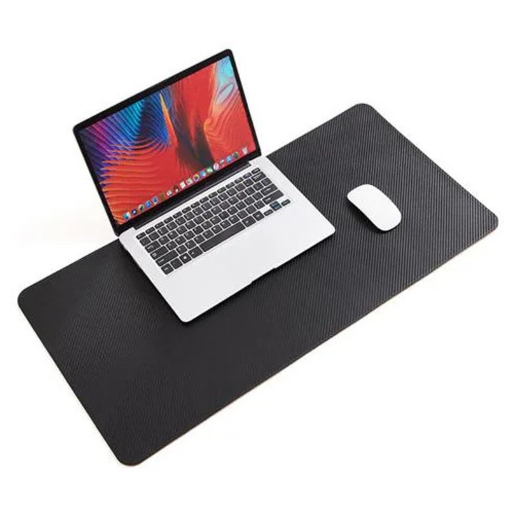 Covoras pentru birou K0285-EP0814-HJ30717, din piele PU, antiderapant, rezistent la apa, negru, 140 x 60 cm
