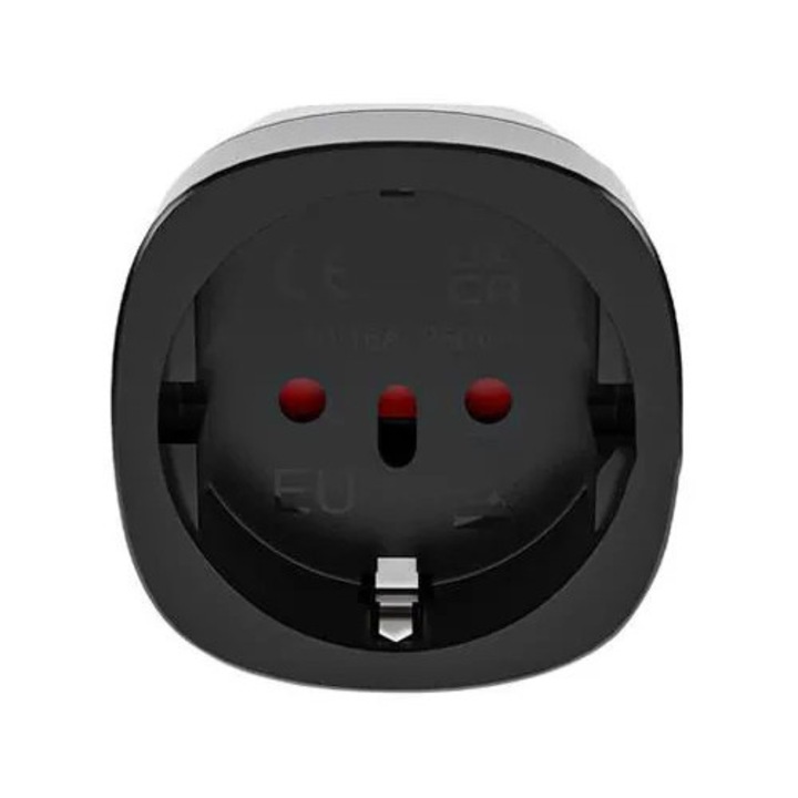 Adaptor universal de calatorie K0285-EP0814-HJ32188, pentru prize EU catre prize internationale, compact, negru