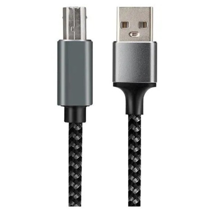Кабел за данни за принтер USB A-B, плетен найлон, 5м