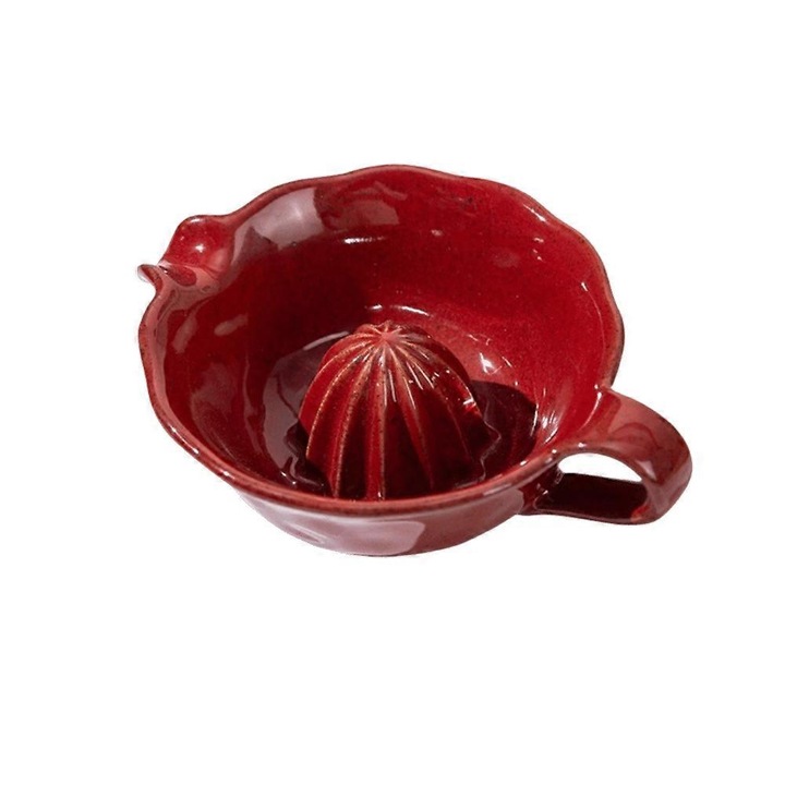 Presa manuala pentru citrice, ceramica, rosu, 17x13x5.2cm