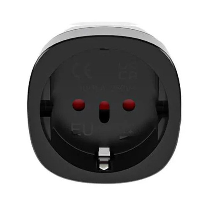 Adaptor de priza EU la UK K0285-EP0814-HJ33691, certificat pentru siguranta UK, negru
