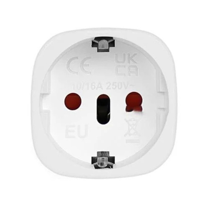 Adaptor de priza EU la AU K0285-EP0814-HJ33841, 10/16A 250V, ABS+PC, compact, alb