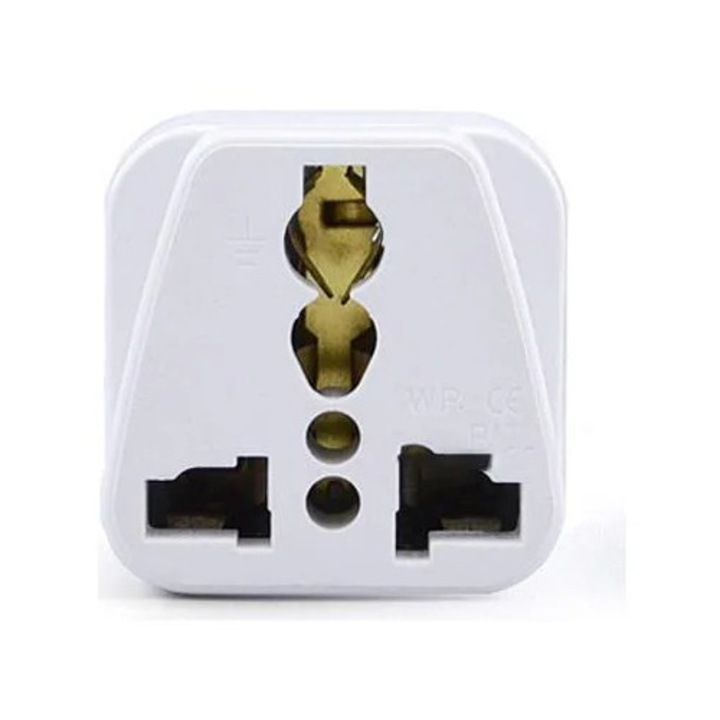 Adaptor de priza universal model K0285-EP0814-HJ34259, din ABS/PC, pentru calatorie, alb
