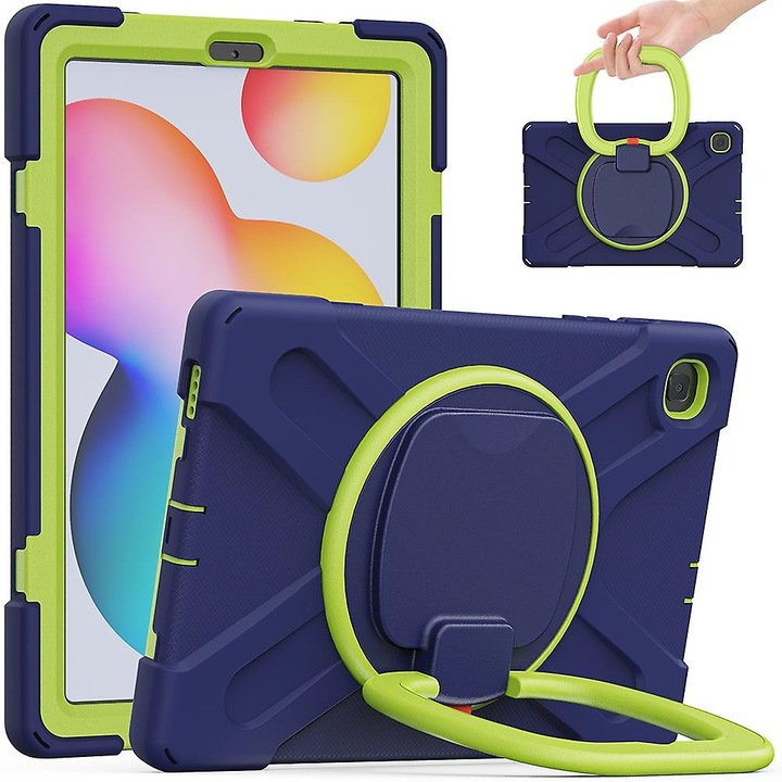 Husa tableta multicolora cu protectie tripla si suport rotativ 360° pentru Galaxy Tab S6 Lite 10.4"