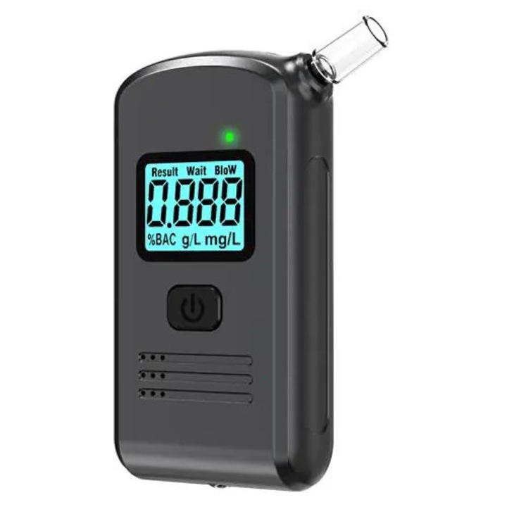 Преносим дрегер K0285-EP0818-HJ40295, LCD дисплей, измерване на BAC (%/g/L/mg/L), с мундщук, черен