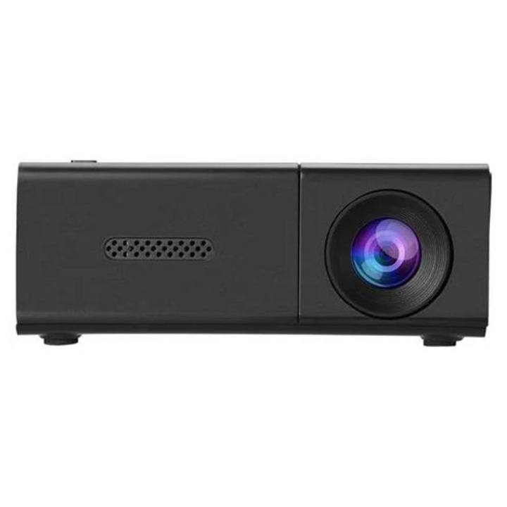 Мини 3D проектор съвместим с Haiqi D3101 K0285-EP0818-HJ40358, 1080p декодиране, нативна резолюция 240x320, прожекционно съотношение 1.5:1, вграден 3W високоговорител, черен