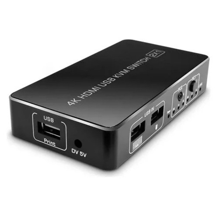 KVM HDMI USB kapcsoló HY-2011-KVM-S0H1 (K0285-EP0818-HJ41401), HDMI 2.0, 4K 60Hz, fekete