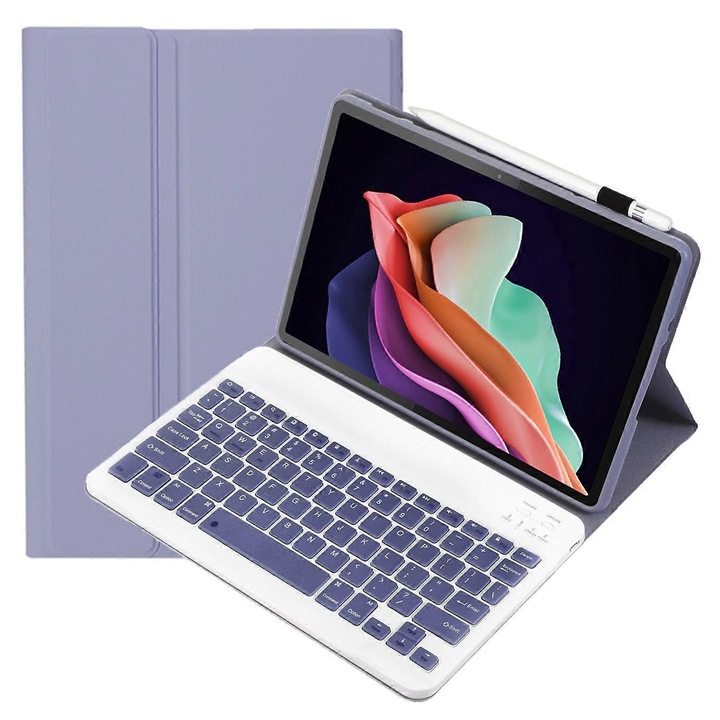 Husa tableta cu tastatura Bluetooth detasabila, multicolor, 27.5x18.3x2cm