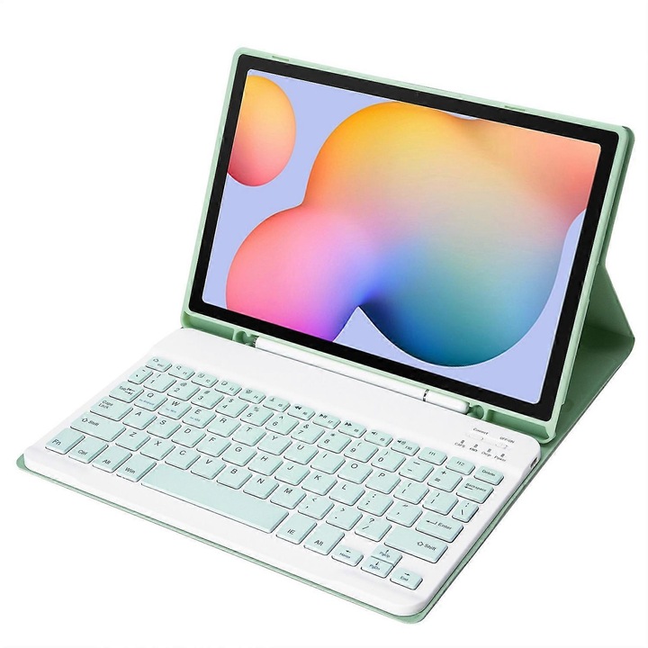 Husa tableta cu tastatura Bluetooth piele multicolor 10x25cm