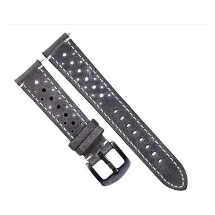 Curea smartwatch piele vintage gri 20mm
