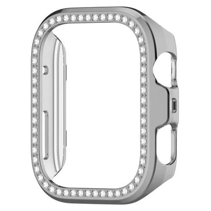 Husa protectie smartwatch, design elegant, decor argintiu, Huawei Fit 4 Pro