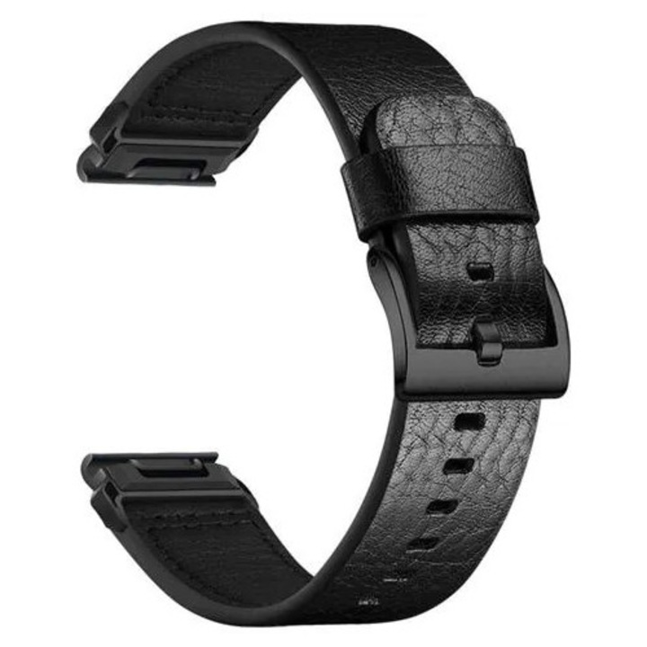 Каишка от черна телешка кожа 20 мм, съвместима с Garmin Fenix