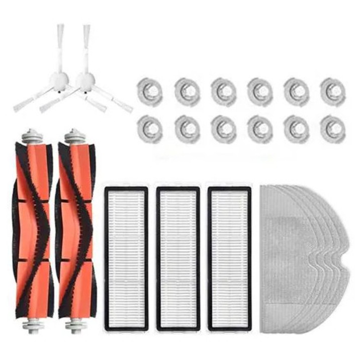 Kit de piese de schimb pentru aspirator robot Roborock / Xiaomi S6 MaxV S6 Pure S6 E4 S5 E35 E25 E20 S50 S51 T7, set 24 piese: perii principale, perii laterale, filtre HEPA, mopuri lavabile, rulmenti, K0285-EP0818-HJ51171