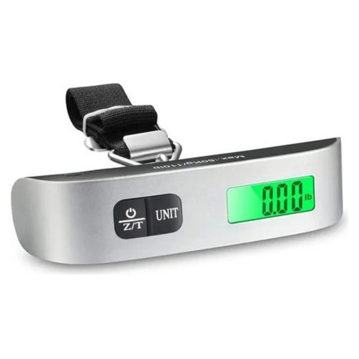 Digitális hordozható mérleg, 50kg, LCD kijelző, rozsdamentes acél, kompakt