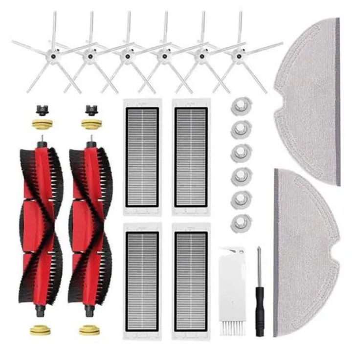 Set 22 piese de schimb pentru aspirator robot compatibil cu Roborock S5 Max/S50/S51/S55/S5/S60/S65/S6/S6 Pure/S6 MaxV, perii principale si laterale, filtre HEPA, lavete microfibra, multicolor, K0285-EP0818-HJ50299