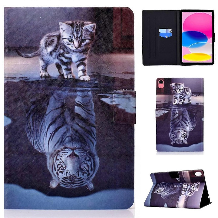 Husa tableta PU piele multicolor 10.9 inch cu suport reglabil si protectie 360°