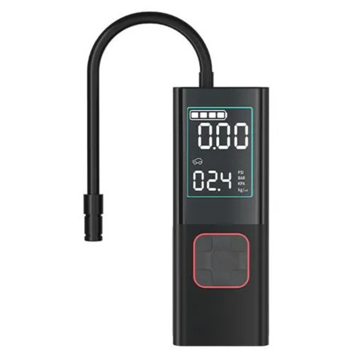 Pompa aer auto portabila inteligenta S9, rapida, puternica, neagra