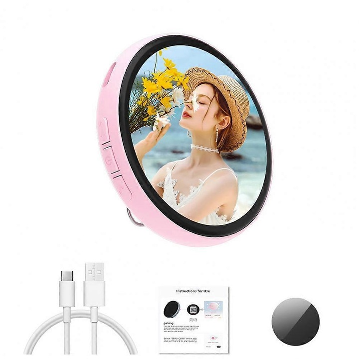 Insigna electronica personalizabila, ecran tactil HD, roz, 5.6cm