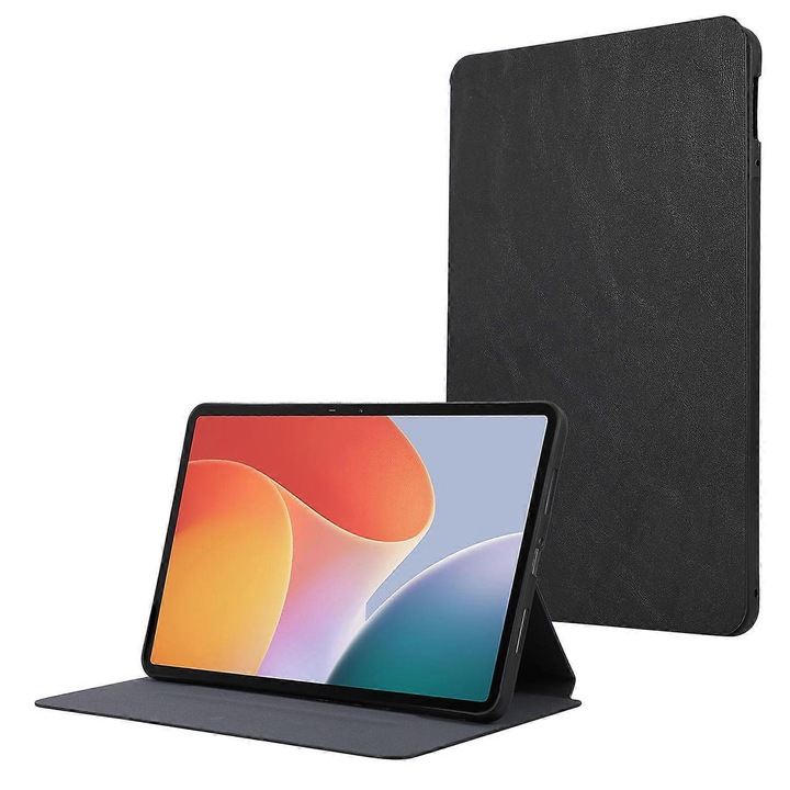 Husa tableta piele PU TPU cu suport negru 10x15cm